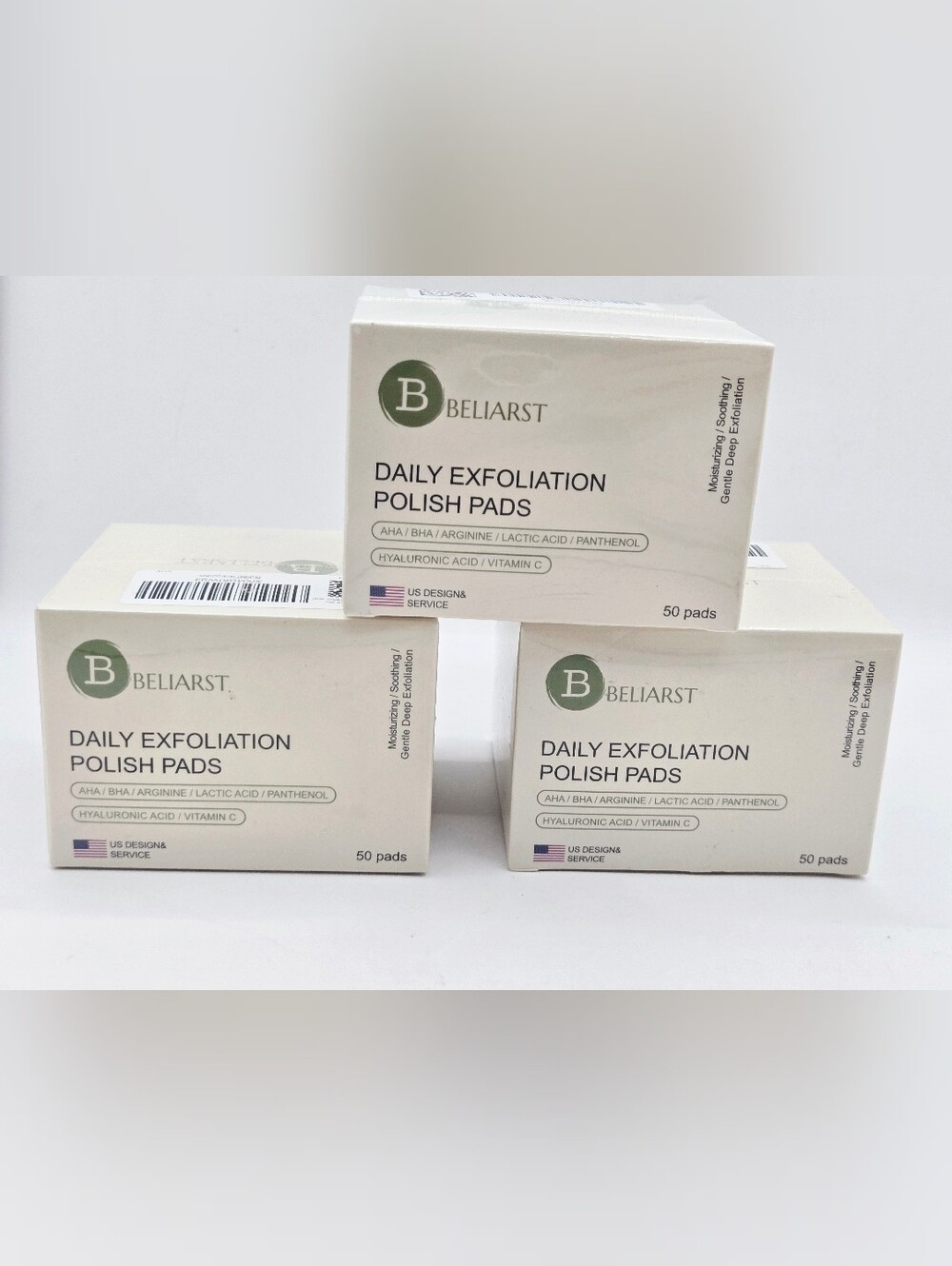 BELIARST Daily Exfoliation Polish Pads 50 Count AHA BHA Vitamin C Lot of 3 NEW